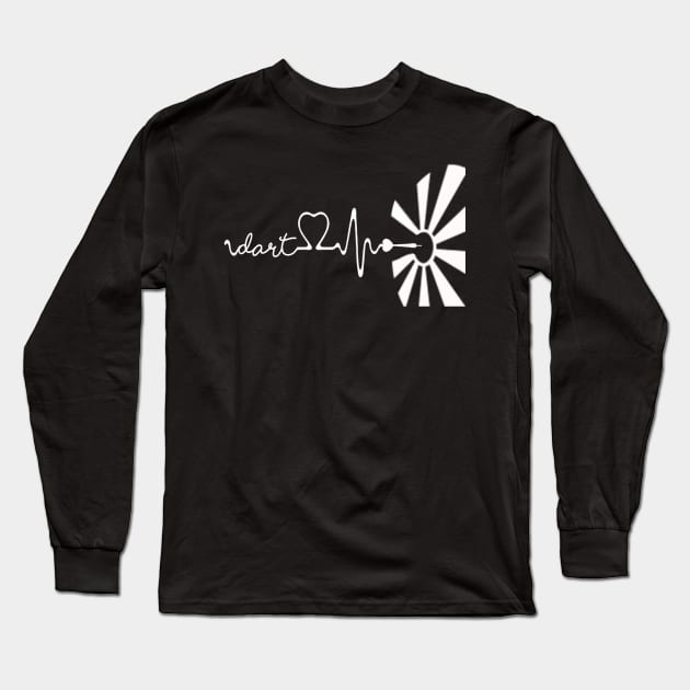 Dart Player Throwing Darts Heartbeat Dart Board design Long Sleeve T-Shirt by Crimsonwolf28